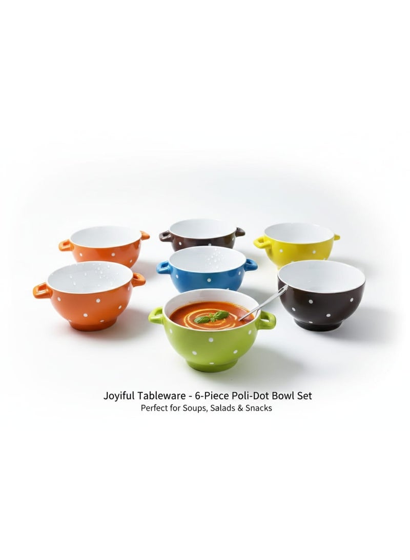 طقم بولات شوربة سيراميك "بولكا دوت" 6 قطع - ألوان متعددة - مقاس 15 سم - Image 1